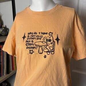 Custom Orange Anxiety Cat Tee XS